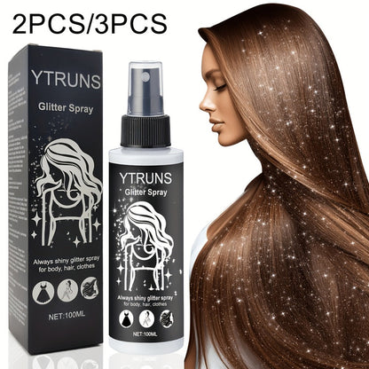 Glitter Spray for Hair & Body Quick Dry Shimmer Spray – High-Gloss Body Glitter for Face Lips Eyes Skin Festival Rave Party Photoshoot