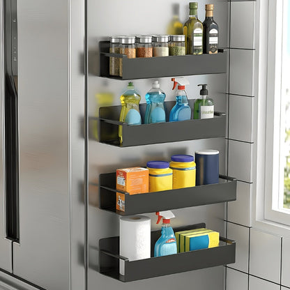 Magnetic Storage Box Organizer for Refrigerator, Washing Machine & Coffee Machine – Strong Magnetic Adsorption No-Drill Spice Rack & Kitchen