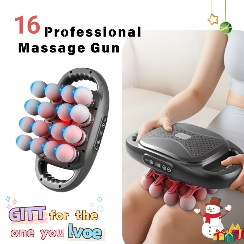 Multihead Massage Gun in Gray with 12, 16 or 22 Massage Heads, Nine Gear Positions and Nine Mode Groups