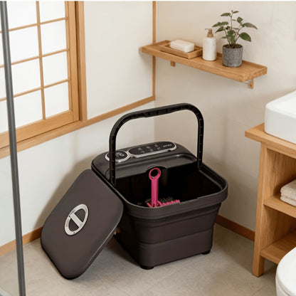 Foldable Foot Spa Bath Massager with Heating, Temperature-Controlled Foot Soak Basin with Massage Rollers