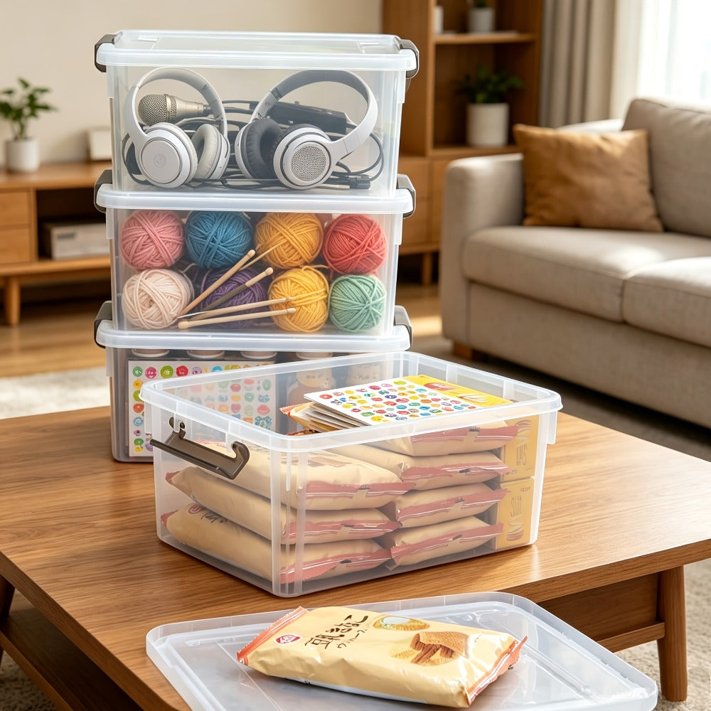 Plastic Storage Bins with Lids 4 Pack 17 Quart Stackable Clear Storage Containers for Home Cooking, Dining and Outdoor Meals