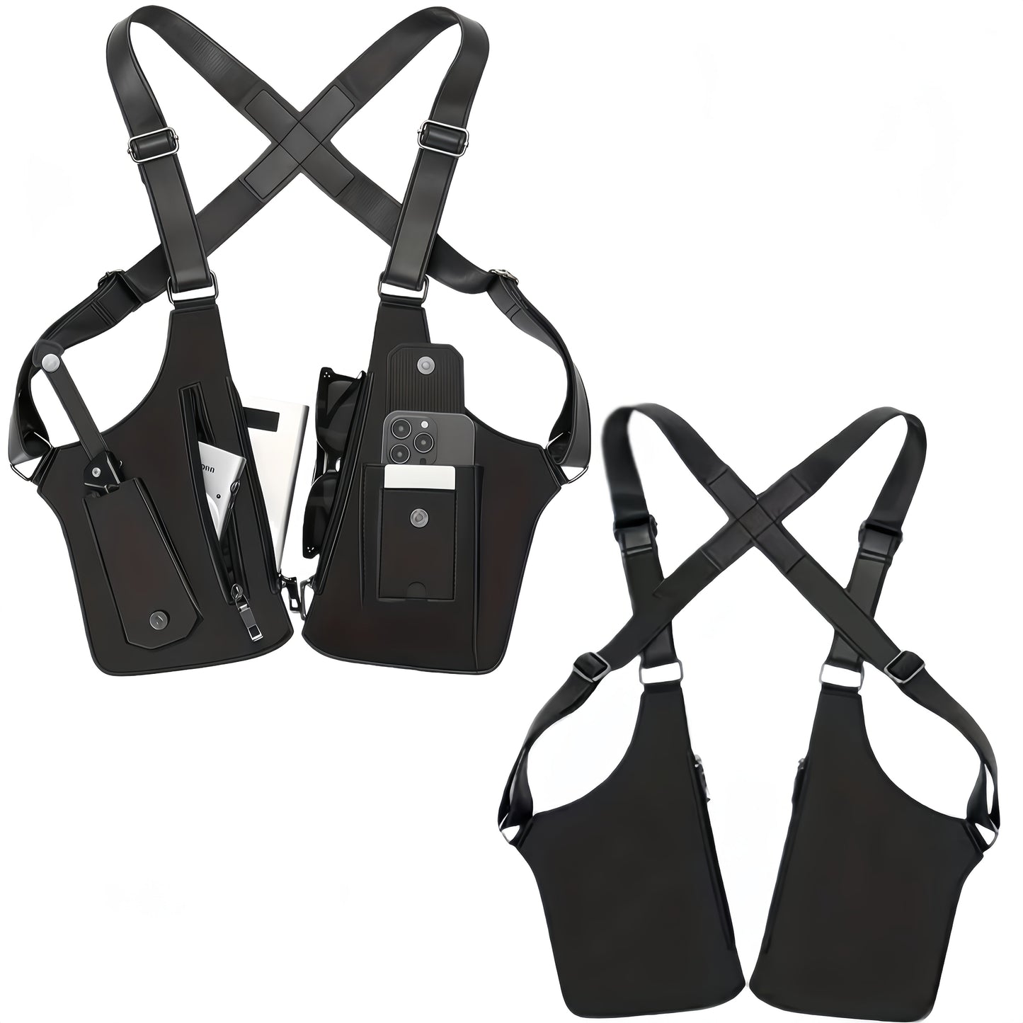 Men's Vintage Chest Bag with Hands-Free Phone Holder – Lightweight Crossbody Vest Pack for Cycling, Hiking, Running & Fitness