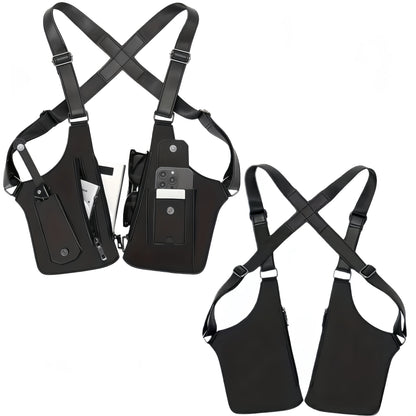Men's Vintage Chest Bag with Hands-Free Phone Holder – Lightweight Crossbody Vest Pack for Cycling, Hiking, Running & Fitness