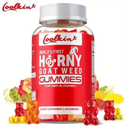 Horny Goat Weed Gummies with Maca Root Tongkat Ali Tribulus & L-Arginine, Men's Vitality & Energy Support Chewable Supplement