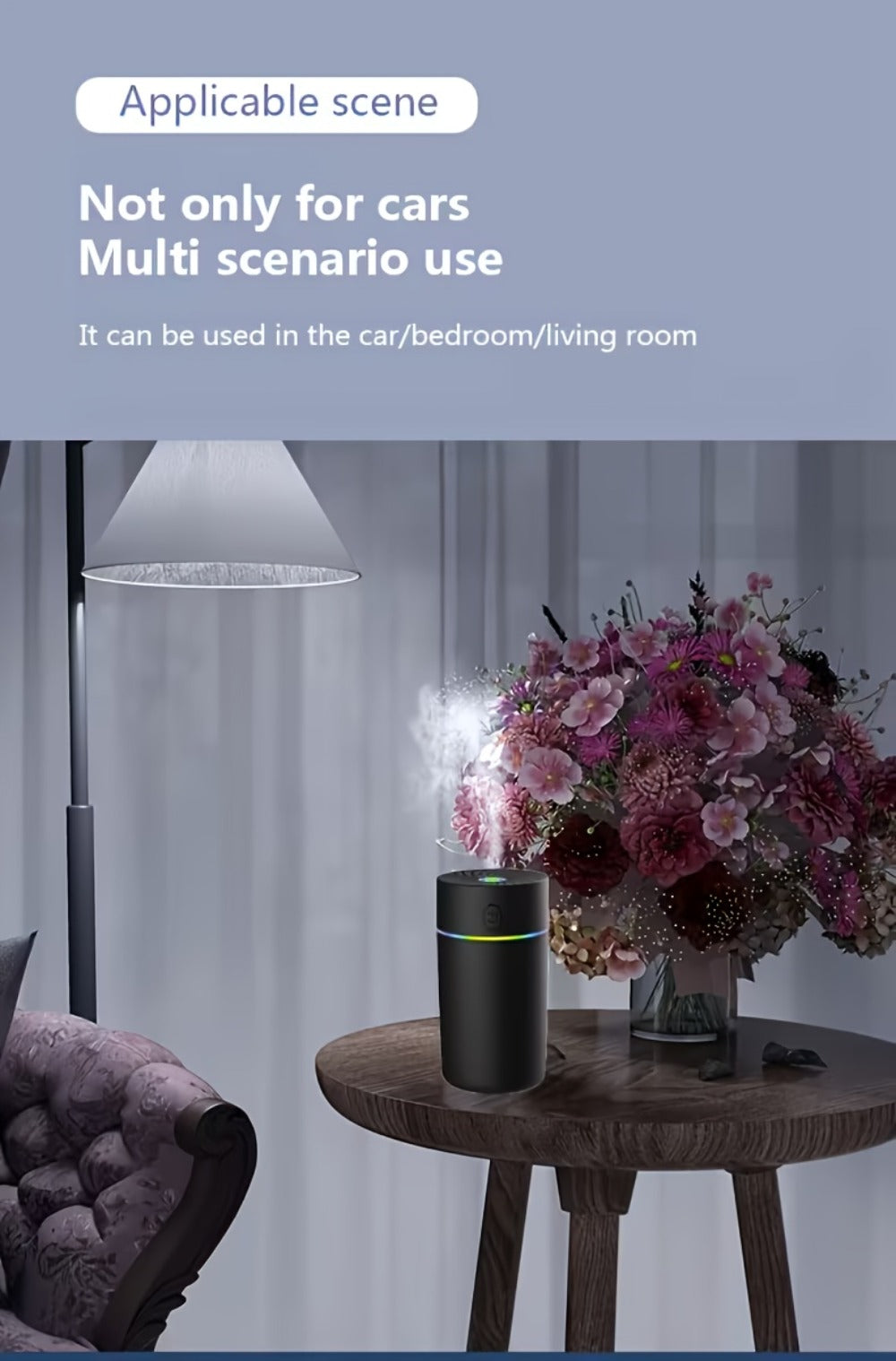 USB Cool Mist Humidifier with Color-Changing Night Light, Portable Desktop Car Aromatherapy Humidifier Nano Fine Mist Facial Steamer