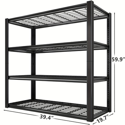 5 Tier Metal Shelving Unit Adjustable Up to for Garage Workshop Commercial Storage Rack No Bolt Easy Assembly Black