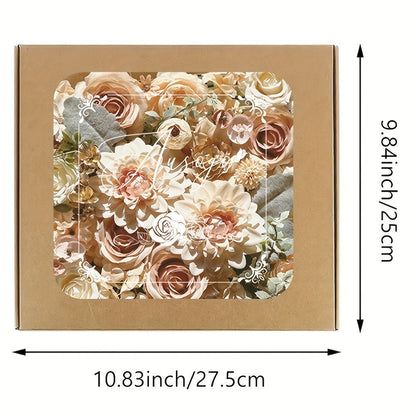 Artificial Flowers Champagne Combo Box with Fabric Blooms, Leafy Wire Stems and DIY Wedding Styling