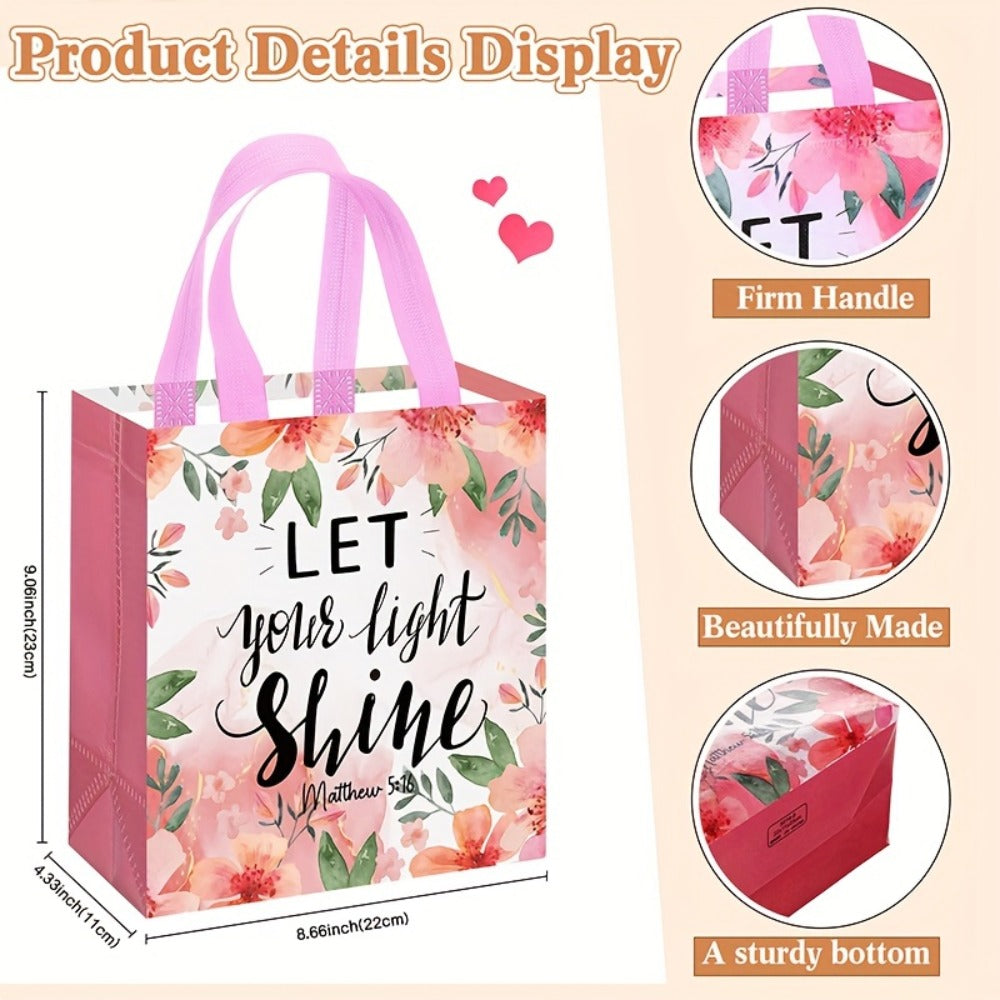 Bible Verse Tote Bags Bulk 32 Pcs Floral Religious Gift Bags with Handles with the Listed Color, Size or Set Options for Everyday Carry