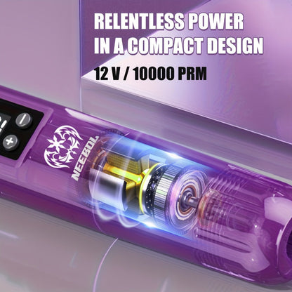 Cordless Rotary Tattoo Machine Kit Complete Set with Screen Display 6-8Hr Battery 20 Needles 7 Inks