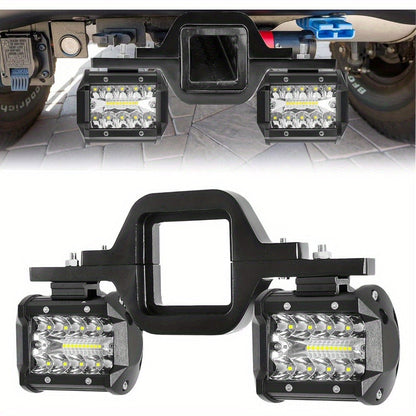 Hitch Mount LED Work Light 4-Inch 18W, 3000+ Lumen Off-Road Spot Light with 2-Inch Tow Hitch Bracket for Truck Trailer SUV Pickup
