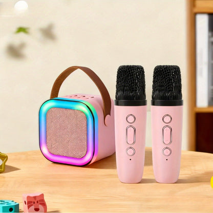 Karaoke Speaker Set with 2 Wireless Microphones & 1200mAh Battery – 3-Piece Portable KTV Party Bundle, Perfect Gift for Family Gatherings