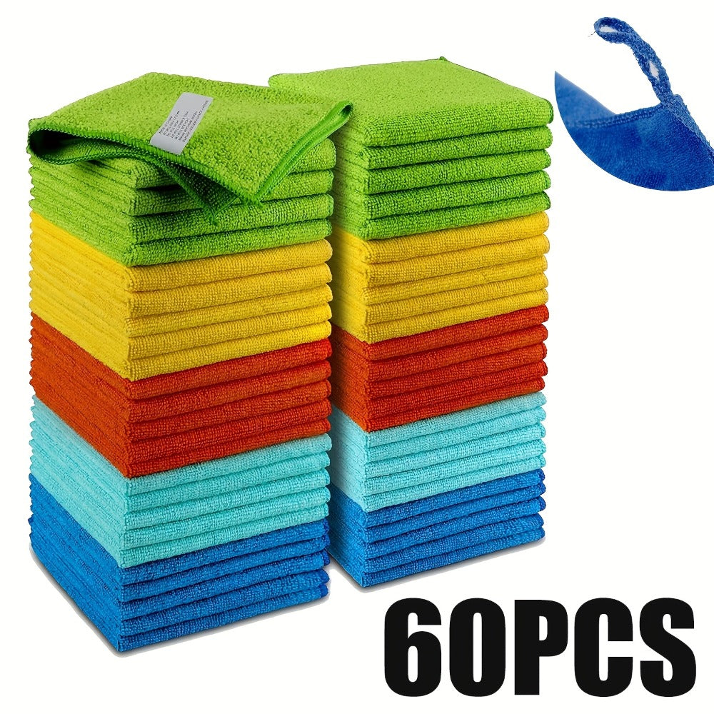 Microfiber Cleaning Cloths 50/60 Pack – Ultra-Soft Scratch-Free Towels for Car Detailing, Kitchen & Home, Quick-Dry Absorbent Lint-Free