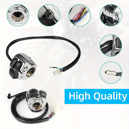 Harley Davidson Handlebar Control Switches with Wiring Harness, Chrome 1-Inch Left & Right Switch Kit for Sportster Softail Dyna V-ROD