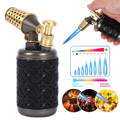 Butane Torch Kitchen Culinary Blow Torch Double Flame Adjustable Refillable Safety Lock 2372F for Grilling, Camping and Outdoor Meals