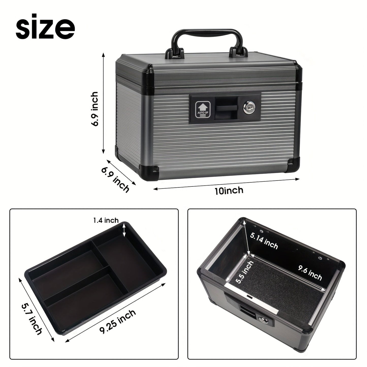 Aluminum Alloy Lockable Medicine Box – Double Layer Large Capacity Storage Box with Key Lock, Handle & Tray for Medicines
