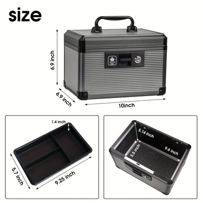 Aluminum Alloy Lockable Medicine Box – Double Layer Large Capacity Storage Box with Key Lock, Handle & Tray for Medicines