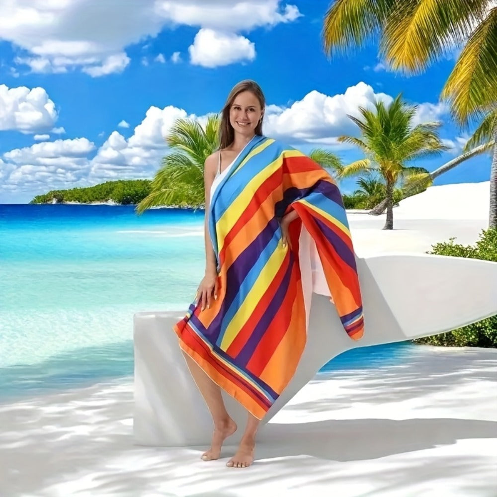 XL Bath Towel Extra Large 70x31 Inch Ultra Microfiber Shower Towel Striped Tropical Home Hotel Bathroom