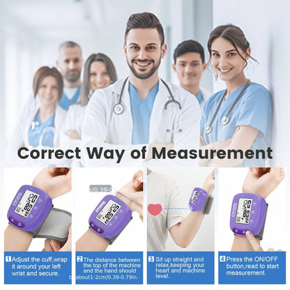 Blood Pressure Monitor Wrist Cuff with Oximeter Fingertip, Digital BP Machine Home Use, 120 Memory