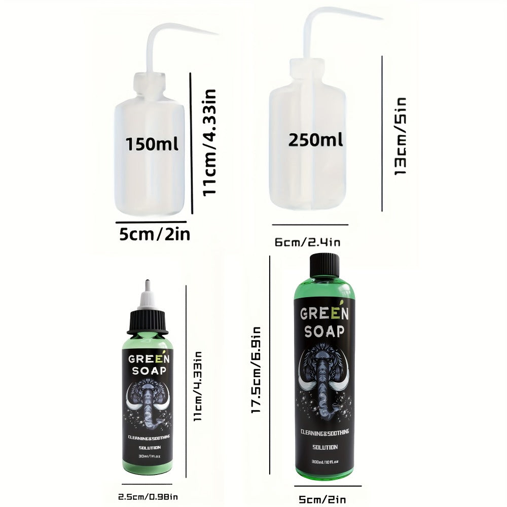 Tattoo Green Soap Cleansing Solution Kit – Professional Tattoo Wash Soap with Squeeze Bottle, Safe Moisturizing Foam for Tattoo Artists Skin