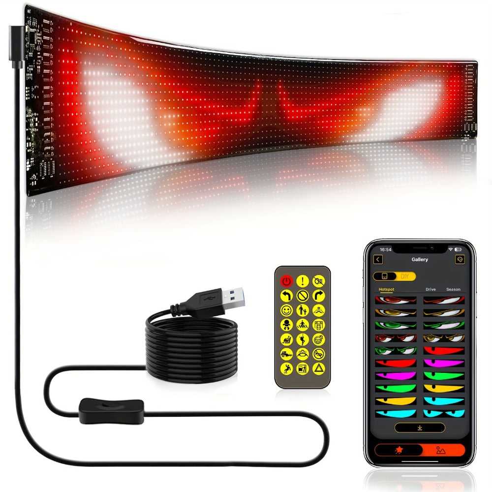 Flexible LED Dot Matrix Display with Remote Control - APP & USB Powered Programmable Scrolling Sign