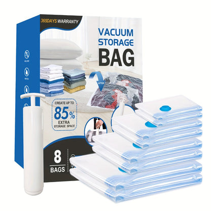 Clear Vacuum Storage Bag Set with Blue Valves and 4-, 8-, 10-, 12-, 20- or 30-Piece Checkout Options