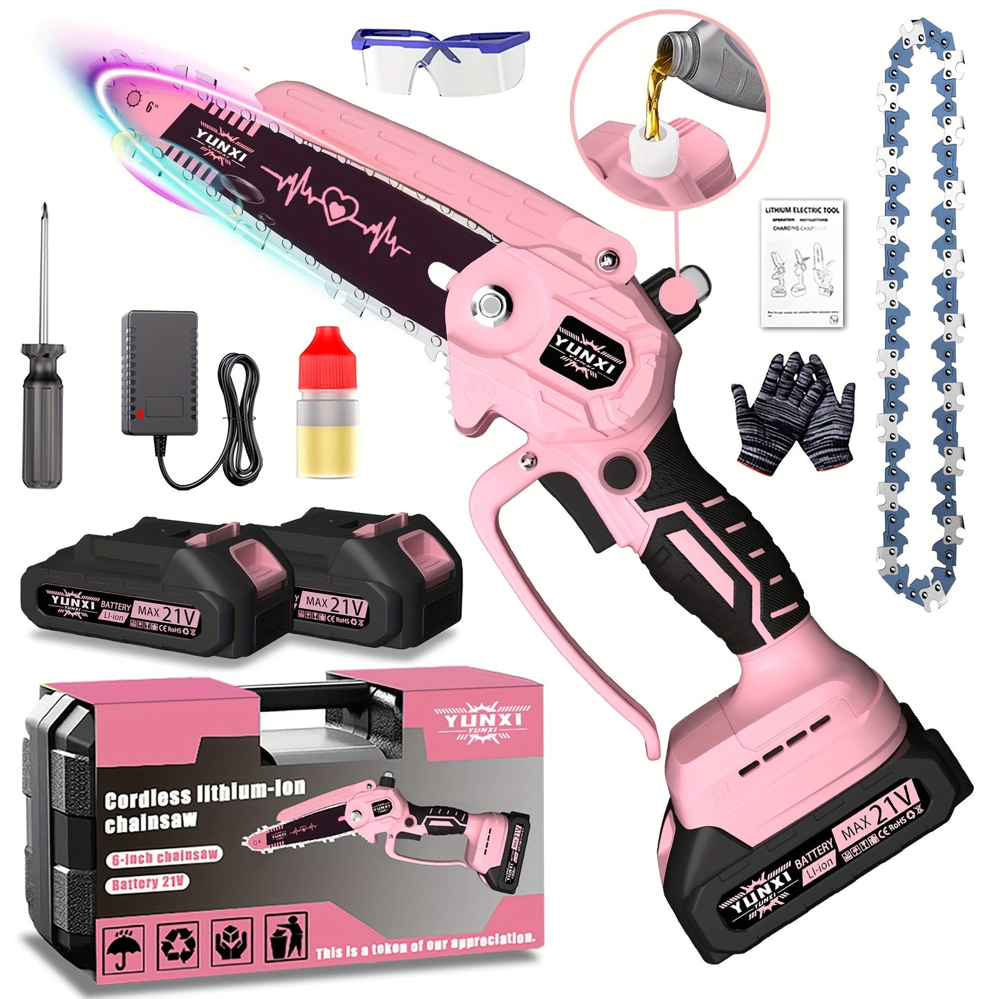 Cordless Electric Pruning Saw Handheld Mini Chainsaw Wireless Portable Tree Branch Cutter with Safety for Garden, Patio and Yard Use
