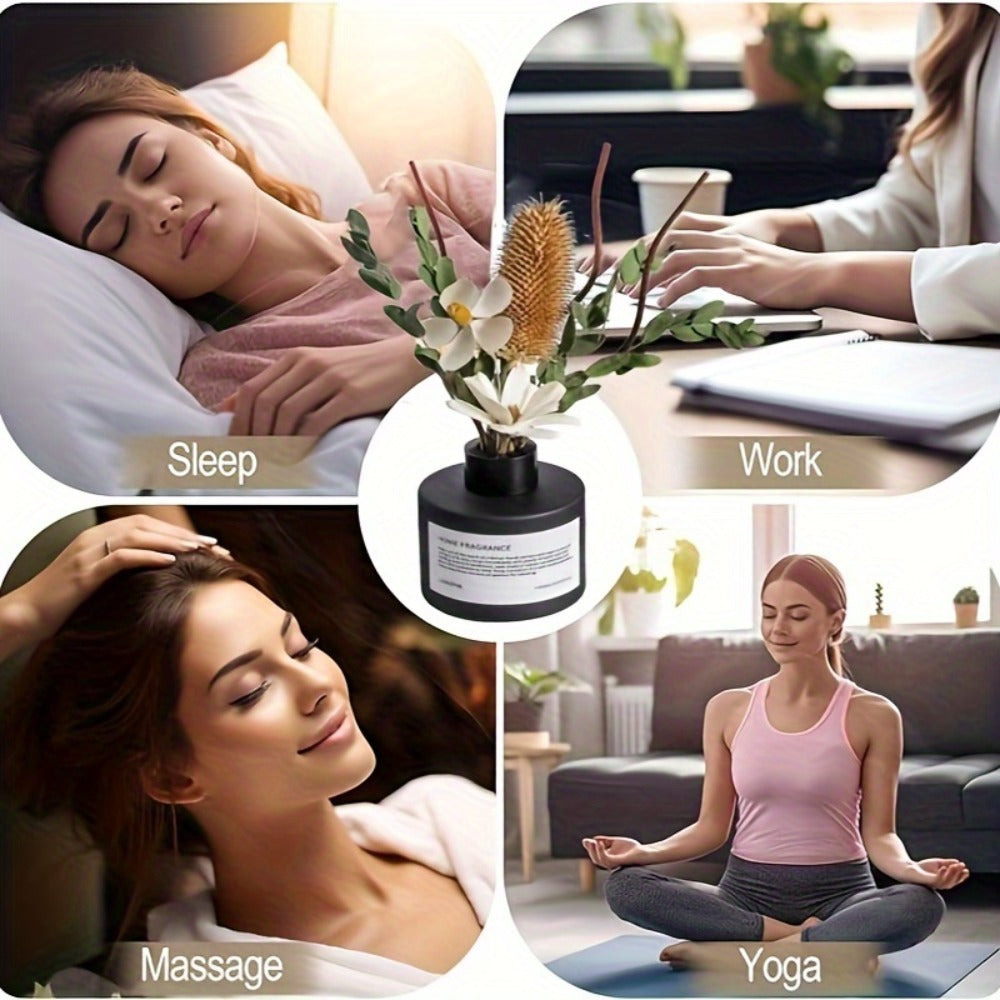 Reed Diffuser with Real Flowers & Essential Oil - Home Fragrance Scent Sticks for Bedroom Bathroom Living Room