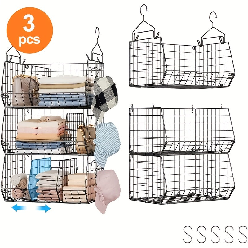 Hanging Laundry Basket Organizer 3pcs – Foldable Laundry Bag with 360° Rotating Hook for Washing Machine & Drying Rack