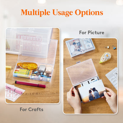 4x6 Photo Storage Box with 14 Inner Photo Keeper Cases Holds 1400 Photos Clear Plastic Photo Organizer with Lids Label Stickers BPA-Free