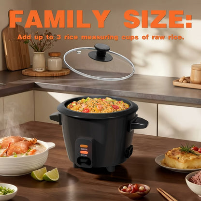 Rice Cooker Small Mini 3-Cup Uncooked 6-Cup Cooked, 1.5Qt Electric Rice Pot with Auto Keep, One-Touch Operation