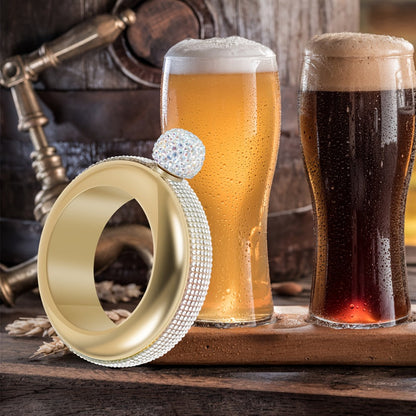 Bracelet Flask for Women, 3.5oz Stainless Steel Bangle Hidden Flask with Rhinestone Lid, Wearable Portable Liquor Flask for Parties