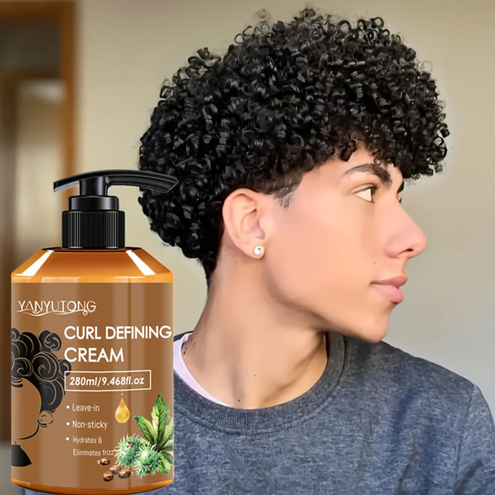 Curl Setting Cream with Castor Oil 280ml – Moisturizing Long-Lasting Curl Definition & Frizz Control, Non-Greasy Lightweight Formula