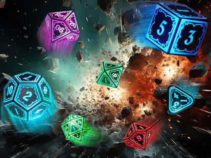 RGB LED DND Dice Set Rechargeable 7pcs, Illuminated Polyhedral Dice with Type-C Charging Case for D&D RPG Tabletop Games