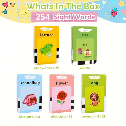 Talking Flash Cards for Kids 224 & 510 Words, Electronic Language Learning Device for Preschoolers Ages 3-6
