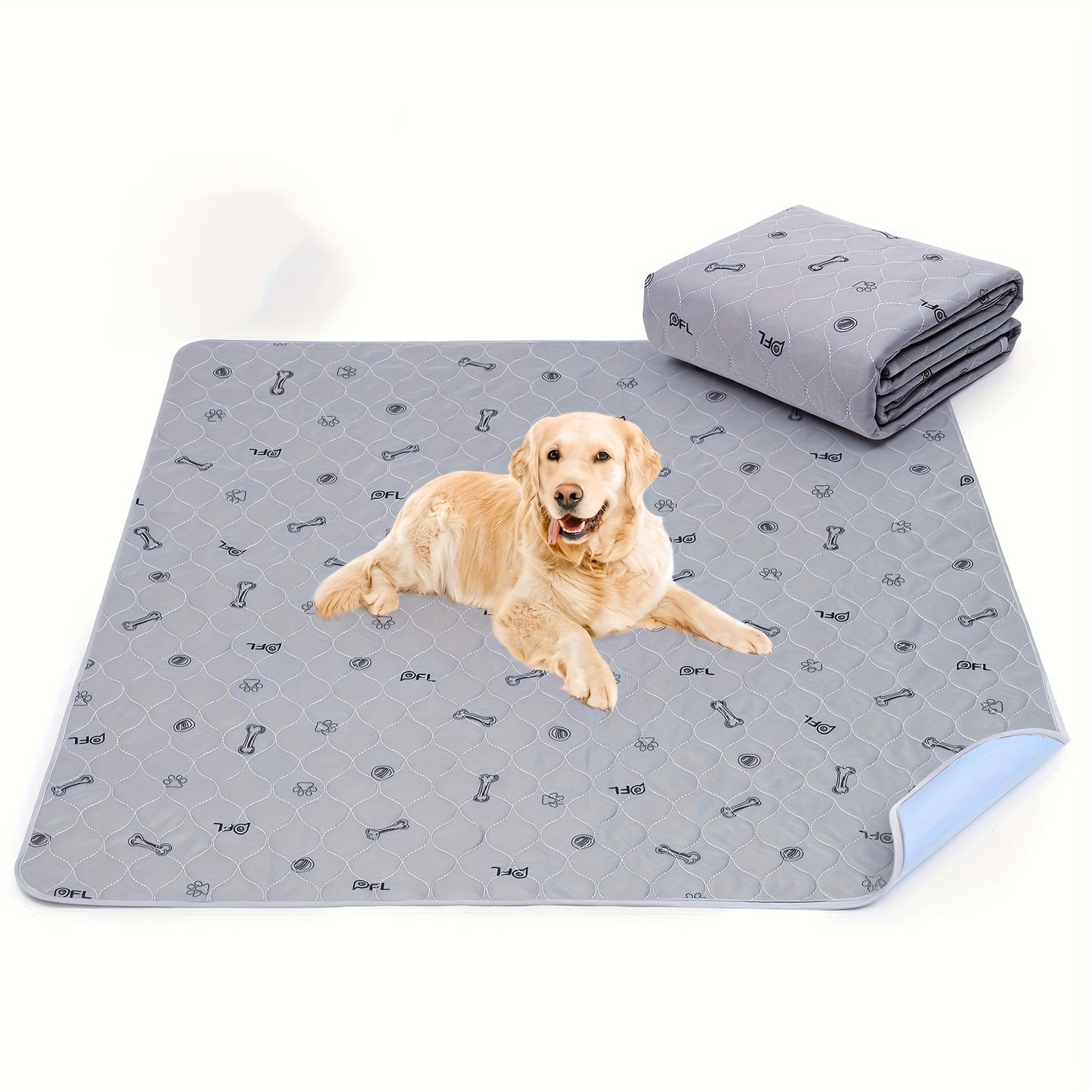 Washable Dog Pee Pads Reusable – Super Absorbent Non-Slip Puppy Training Pads with Bone Print for Potty Training, Whelping, Crate