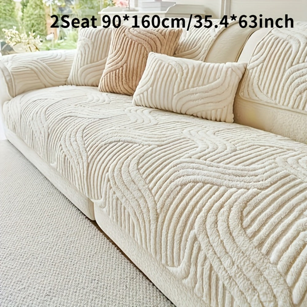 Sofa Cover Shu Velveteen Vintage-Style Panels with Textured Finish for 2 to Large 4-Seater Sofas