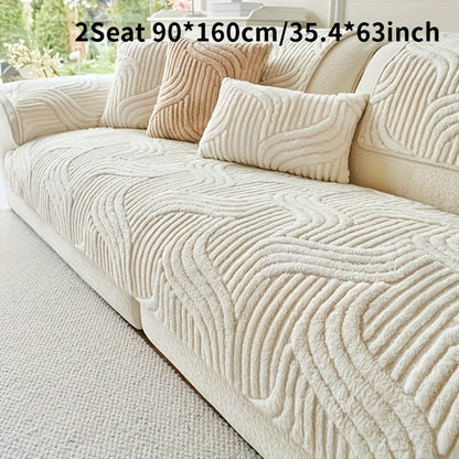 Sofa Cover Shu Velveteen Vintage-Style Panels with Textured Finish for 2 to Large 4-Seater Sofas