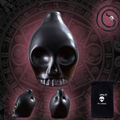 Ceramic Aztec Death Whistle shown in the Black option