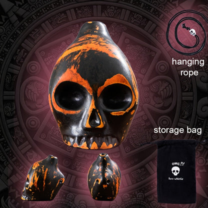 Ceramic Aztec Death Whistle, Handcrafted Skull Sound Effect Collectible detail image - detail view 3
