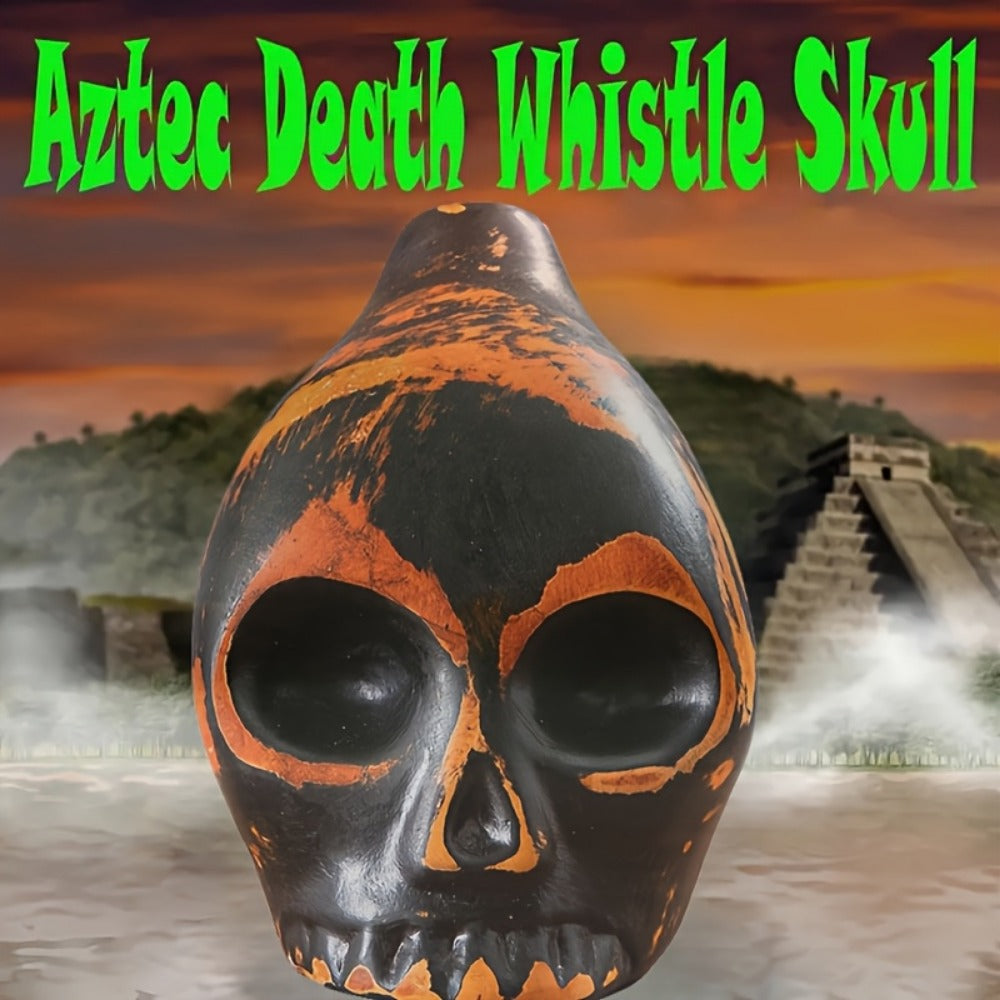 Ceramic Aztec Death Whistle, Handcrafted Skull Sound Effect Collectible detail image - detail view 4