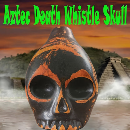 Ceramic Aztec Death Whistle, Handcrafted Skull Sound Effect Collectible detail image - detail view 4