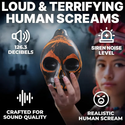 Ceramic Aztec Death Whistle, Handcrafted Skull Sound Effect Collectible detail image - detail view 8