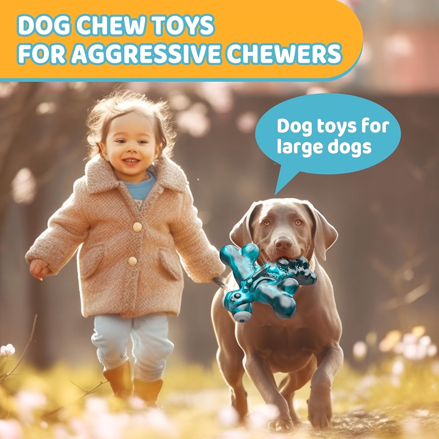 Interactive Dog Chew Toy Indestructible Nylon Bone for Aggressive Chewers – Bacon Flavor Durable Chew Toy for Large Medium Heavy Dogs