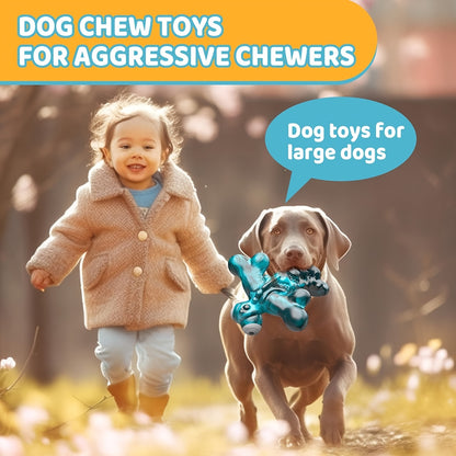 Interactive Dog Chew Toy Indestructible Nylon Bone for Aggressive Chewers – Bacon Flavor Durable Chew Toy for Large Medium Heavy Dogs