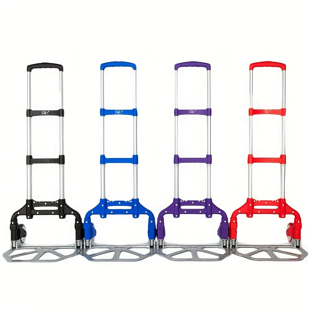 Compact Folding Aluminum Hand Truck with Telescoping Handle, 165 lb Load Label and Four Color Options