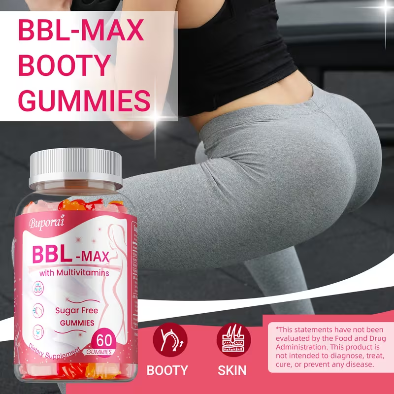 BBL Booty Gummies with Saw Palmetto & Wild Yam for Bath Time, Home Spa and Personal Care, with the Listed Configuration