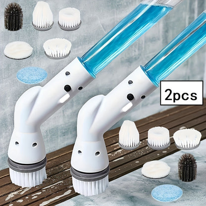 Electric Spin Scrubber Cordless Rechargeable - Adjustable Handle with 6 Brush Heads, All-Purpose Power Scrubber for Bathroom