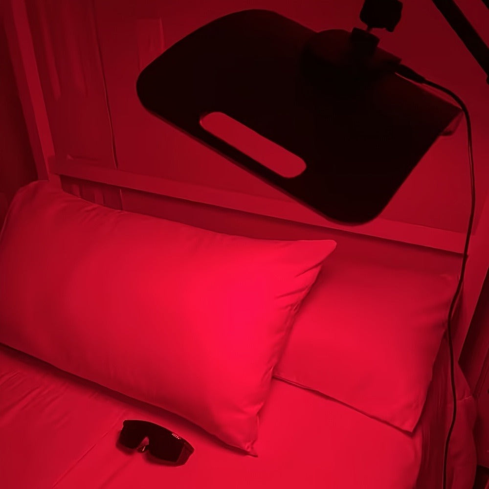 Adjustable Red and Near-Infrared LED Panel Lamp with 660nm and 850nm Light, Floor Stand and 30-Minute Timer