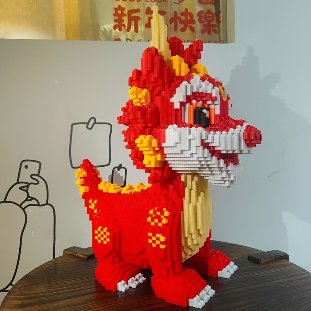 3D Chinese Dragon Model Assembly Set 4500pcs – DIY Build Mixed Color PP Festive Holiday Display Decoration Halloween Thanksgiving Christmas