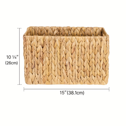Magazine Holder Basket – Hand Woven Water Hyacinth Wicker Organizer for Bathroom, Office, Living Room, Bedroom Storage & Boho Home Decor